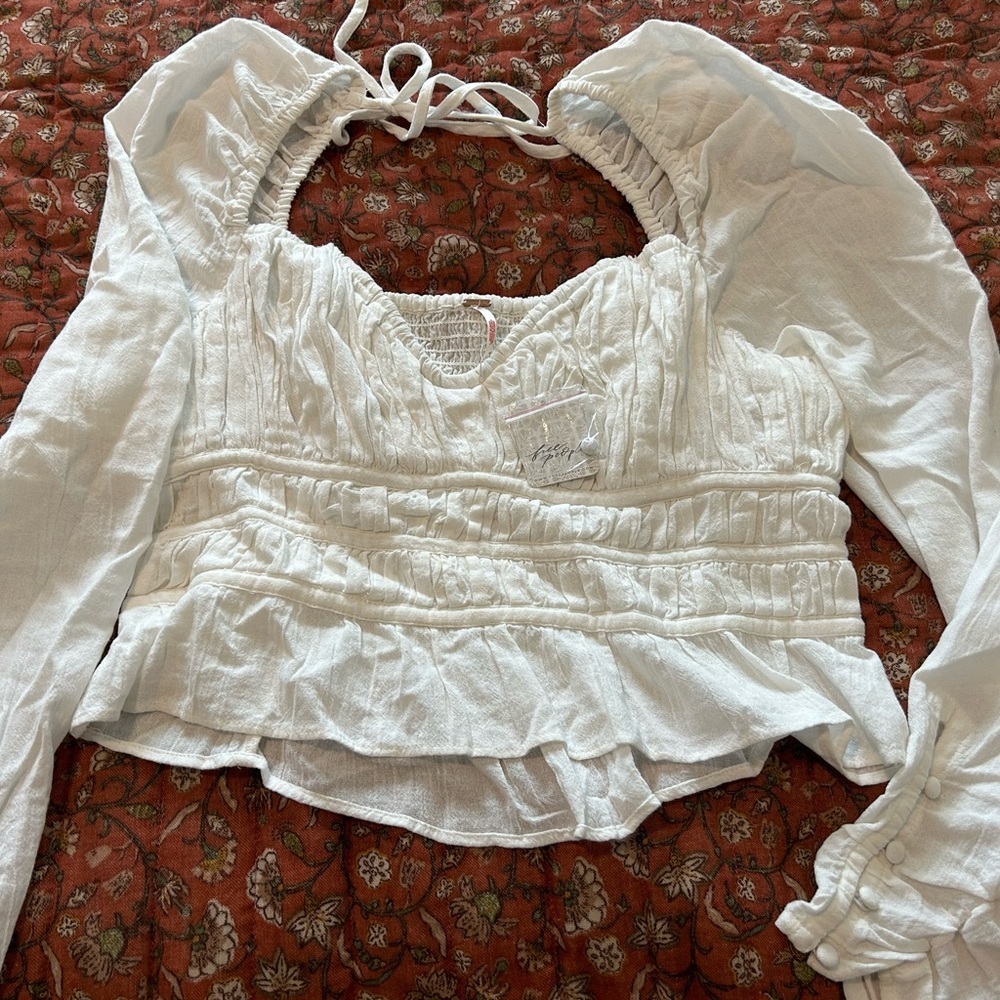 Free people white long sleeve blouse